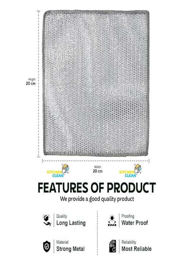 Kitchen Clean™ 6 Pcs Multipurpose Steel Scrubber for Kitchen | Wire dishwashing Rags | Latest Kitchen Cleaning Wire dishwashing Cloth | Steel Juna Scrubber for Utensils, Dish wash Cloth (Pack of 6) - Image 3